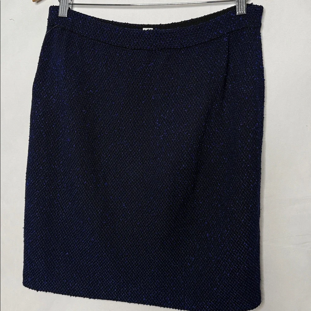 St. John Collection blue black knitted pull on pencil skirt sz 12
